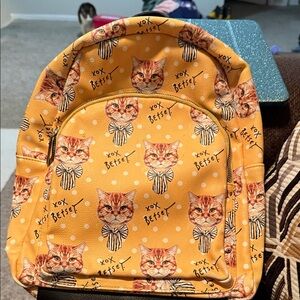 Cat Print Backpack - Orange